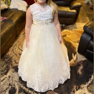 Champagne flower girl dress.